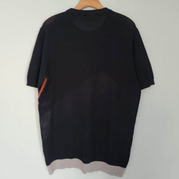 Sean John Short Sleeve Sweater Pullover Colorblock Black Knit Mens Size XL - Picture 3 of 6